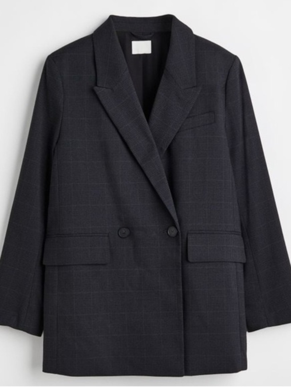 NWT H & M oversized Double-Breasted Black Check Blazer Jacket